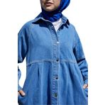 ENZİM JEANS Kadın Oversize Kot Ceket Mavi L/XL
