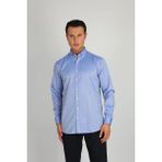 Enzo Ferrettı EF12 R 506 Lacivert Non-Iron Çift Kat Iplik, Regular Fıt,erkek Gömlek - XL