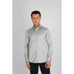 Enzo Ferrettı EF16 S 503 Gri Non-Iron Çift Kat Iplik, Slım Fıt,erkek Gömlek
