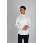 Enzo Ferrettı EF16 S 901 Beyaz Non-Iron Çift Kat Iplik, Slım Fıt,erkek Gömlek - 2XL