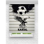 Enzo Home Kartal ve Futbol Topu Desenli Baskılı Zebra Stor Perde – Taraftar Temalı Dekoratif Zebra Perde - Renkli - 140 x 280 cm