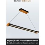 Enzo Light Mira Bronz Lineer LED Sarkıt Avize – Kumandalı Dim Edilebilir – Aşağı Işık - Beyaz Işık