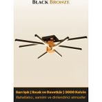 Enzo Light Nova 8 BronzLED Tavan Avize – Kumandalı Dim Edilebilir – Aşağı Işık