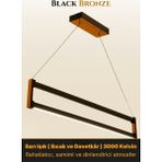 Enzo Light Orion Bronz Lineer LED Sarkıt Avize – Kumandalı Dim Edilebilir – Yukarı & Aşağı Işık - Sarı Işık
