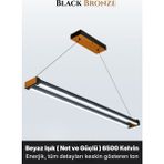 Enzo Light Vega Bronz Lineer LED Sarkıt Avize – Kumandalı Dim Edilebilir – Aşağı Işık - Beyaz Işık