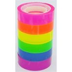 eOfis Neon Renkli Şeffaf Bant Gökkuşağı 6 Lı 12MM*10Y