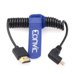 Eonvic 2.1 HDMI sarmal kablo 8K HDMI erkek dik açı mikro HDMI erkek kablo yüksek hızlı genişletici sarmal kablo Canon M5/m6 Sony A7 A6500 Panasonic GH4 (HDMI-sağ mikro HDMI sarmalı)