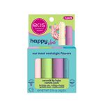 eos Happy Vibes Dudak Balsamı Çeşitlilik Paketi - Serpme Çörek, Doğum Günü Pastası, Vanilya Konfeti ve Gökkuşağı Şerbeti, Tüm Gün Nem Dudak Bakım Ürünleri, 4 ml, 4'lü Paket