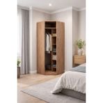 EOS Mobilya Köşe Gardırop Modülü – Raflı & Askılı Kullanım – Modern Tasarım - 1001 - Ceviz