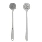 EOT Wellness Bükülebilir Uzun Saplı Silikon Vücut Fırçası ve Saç Temizleyici - Banyo Duşu Arka Fırçası, Şampuan Saç ve Saç Derisi Masajı, Duş için Arka Scrubber (Açık Gri)