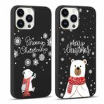 Eouine 2 Paket Merry Christmas Telefon Kılıfı iPhone 13 Pro Max [6,7 inç], Sevimli Silikon Kılıf Kırmızı Noel Ayı Kar Tanesi Desenli, Çizilmez Darbeye Dayanıklı Yumuşak Hediyeler Kız Kadın