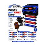 EP GARAJ OTOMOTİV ÜNİVERSAL BÜTÜN ARAÇLARA UYUMLU 9 MODLU MAVİ KIRMIZI ÇAKAR LAMBA SETİ