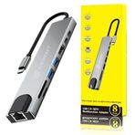 EPESMART 8 Portları 1 Arada USB C Hub Adaptörü, 4K HDMI, Şarj Cihazı, USB C Bağlantı Noktaları, SD/Micro SD Kart Okuyucular, Ethernet Bağlantı Noktası, M1 ve M2 Mac Bilgisayarlar için, Thunderbolt 3