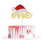 Ephlyn 1 Adet Noel Bir Pasta Süsü Parıltılı Noel Baba Şapkası İlk Doğum Günü Pastası Süsü Süslemeleri Kış Noel İlk Doğum Günü Babyshower Parti Malzemeleri