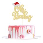Ephlyn 1 Adet Noel Oh Bebek Pasta Süsü Parıltılı Noel Baba Şapka Oh Bebek Kek Süsü Bebek Duş Süslemeleri Kış Noel Doğum Günü Bebek Partisi Parti Malzemeleri