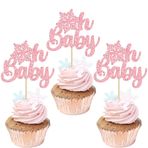 Ephlyn 24 Adet Kar Tanesi Oh Bebek Cupcake Süsleri Parıltılı Kış Oh Bebek Kar Tanesi Cupcake Penaları Bebek Partisi Çocuklar Doğum Günü Noel Partisi Kek Süslemeleri Malzemeleri Pembe