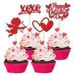 Ephlyn 24 Adet Mutlu Sevgililer Günü Cupcake Süsleri Kırmızı Simli XOXO Aşk Tanrısı Tatlı Aşk Cupcake Yemek Seçimleri Sevgililer Günü Teması Düğün Gelin Partisi Doğum Günü Partisi Kek Süslemeleri Malzemeleri