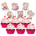 Ephlyn 36 adet mutlu sevgililer günü Cupcake Toppers tatlı aşk sevgililer günü Cupcake seçtikleri sevgililer günü tema doğum günü partisi kek süslemeleri malzemeleri