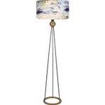 Epifanio Lyon Siyah Kaplama Eskitme Küre Detaylı Metal Lambader - Blue Mixed Desenli
