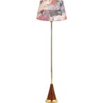 Epifanio Nancy Ahşap Ayaklı Gold Metal Lambader - Red Mixed Desenli