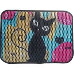 Epilla Desenli Renkli Elekli Kedi Tuvalet Önü Paspası (Mavi) 60 x 45 cm - Sarı