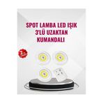 Epilons 3 Lü Pilli Kablosuz LED Spot Lamba Seti Kumandalı Kolay Montaj Aydınlatma