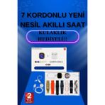 Epilons Akıllı Saat 7 Kordonlu Kulaklık Hediyeli Nabız Ölçer Uyku Takibi Sesli Görüşme - Çok Renkli