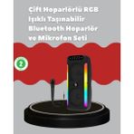 Epilons Çift 4 Inç Hoparlörlü Rgb Işıklı Bluetooth Ses Sistemi