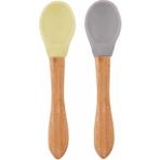 Epilons Mey Ithalat® Bambu Saplı Silikon Mama Kaşığı 2li Mellow Yellow / Powder Grey - Seçenek