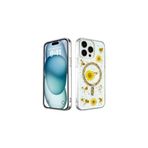 Epilons mpdA0458683140729523 Newface İphone 14 Pro Max Kılıf Daisy Simli Magsafe Kapak - Gold