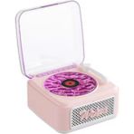 Epilons Nostalji Mini Plak Görünümlü Radyolu Bluetooth Hoparlör 3D Ses Dalgası Retro Müzik Plak Pembe