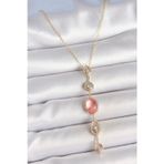 Epilons Pirinç Zincir Pembe Gold Renk Zirkon Taşlı Y Kolye - TJ-BKO10231