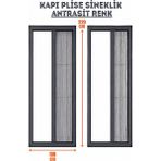 Epilons Plise Pileli Sürgülü Sineklik En 100 cm x Boy 220 cm Sürgülü Akordiyon Kapı Pencere Sineklik (Demir, Ahşap, Çelik,pimapen Kapı - Antrasit - 100 x 220