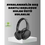 Epilons Siyah Kablosuz Bluetooth Kulaklık 300 Mah Hızlı Şarj Katlanabilir Pedli