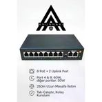 Epilons syl1028254596541 Anunnaki An1028Mn 8 Port Poe Switch | 120W | 2 Uplink | 250M Extend | Ip Kamera Uyumlu Ai Watchdog