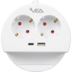 Epilons Vea Ve- G1102C 2'li USB + Type-C Girişli Telefon Standlı 1.5 Metre Grup Priz