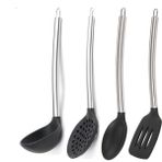 Epinox Silikon Siyah Mutfak Seti 5 (Silikon Kaşık, Spatula, Kepçe, Kevgir)