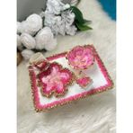Epoksi Sunum Tepsisi Kahve Fincan Seti Pembe - Pembe Gold