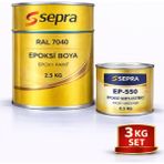 Epoksi Zemin Boyası Sepra (RAL7040) - Iki Bileşenli Beton Zemin Kaplama Boyası - 3 kg