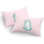 Eponj Home 2li Yastık Kılıfı Unicorn Dreams Pembe 50X70 cm - Beyaz - Pembe - 50 x 70 cm