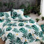 Eponj Home Baskılı King 240X230 cm Monstera Yeşil Doğal Pike
