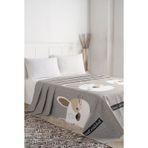 Eponj Home Baskılı King 240X230 cm Tavşancık Açık Kahve Gri Pembe Doğal Pike