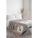 Eponj Home Baskılı King 240X230 cm Tavşancık Açık Kahve Gri Pembe Doğal Pike