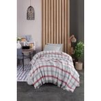 Eponj Home Battaniye Pamuklu Tek Kişilik Warm Soft Gri-Kırmızı - 150 x 200 cm