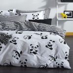 Eponj Home B&W Çift Kişilik Panda Nevresim Takımı