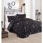 Eponj Home B&W Kapitone Melodiy Siyah Çift Kişilik Yatak Örtüsü