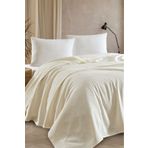Eponj Home Çift Kişilik %100 Pamuk Pike Örtü 200x230 cm – Karo Desenli Krem – Weave Serisi