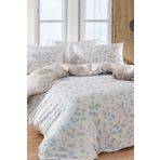 Eponj Home Çift Kişilik Pamuklu Nevresim Takımı 4 Parça – Petite Desen – Mint-Bej / Yumuşak Dokulu