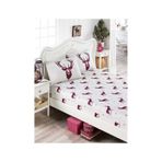 Eponj Home EP-017294 Bordo Geyik Pes Lastikli Çift Kişilik Çarşaf Seti