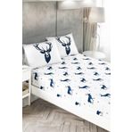 Eponj Home EP-017296 Lacivert Geyik Pes Lastikli Çift Kişilik Çarşaf Seti